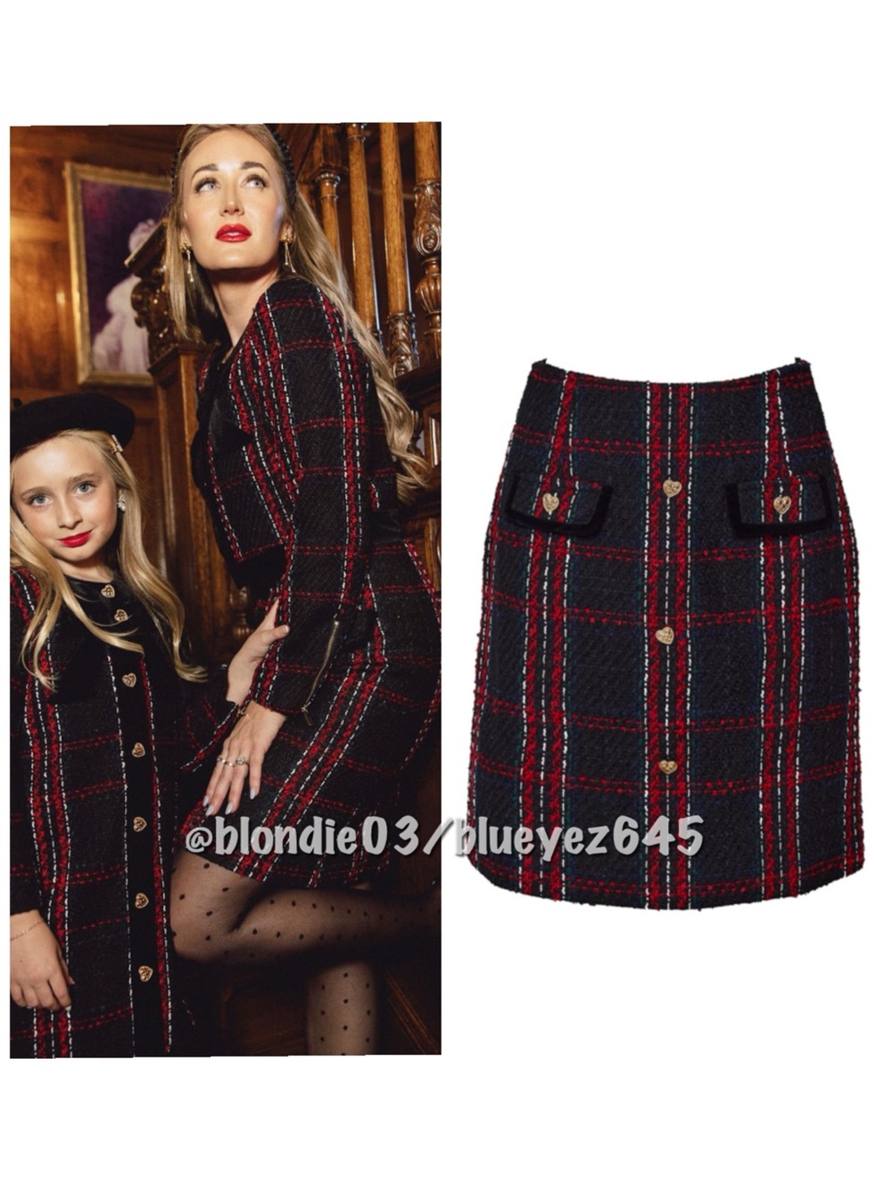 Ivy City Co “Reagan” skirt in deep navy plaid XXS NWT